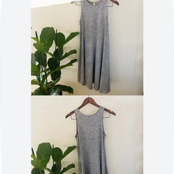Plush-Knit Sleeveless Swing Dres gray SMALL OLD NAY - Picture 3 of 10